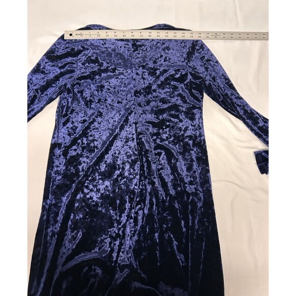 Karen Kane Velvet Dress Woman's M Dark Purplish Blue Bell Sleeves Stretch Gothic - Picture 7 of 10